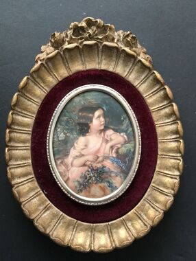 Vintage "A Cameo Creation" Ornate Gilt Frame Spring Flowers by John Thomas Peel